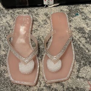 Lauren Lorraine Blush Sandals with Rhinestones